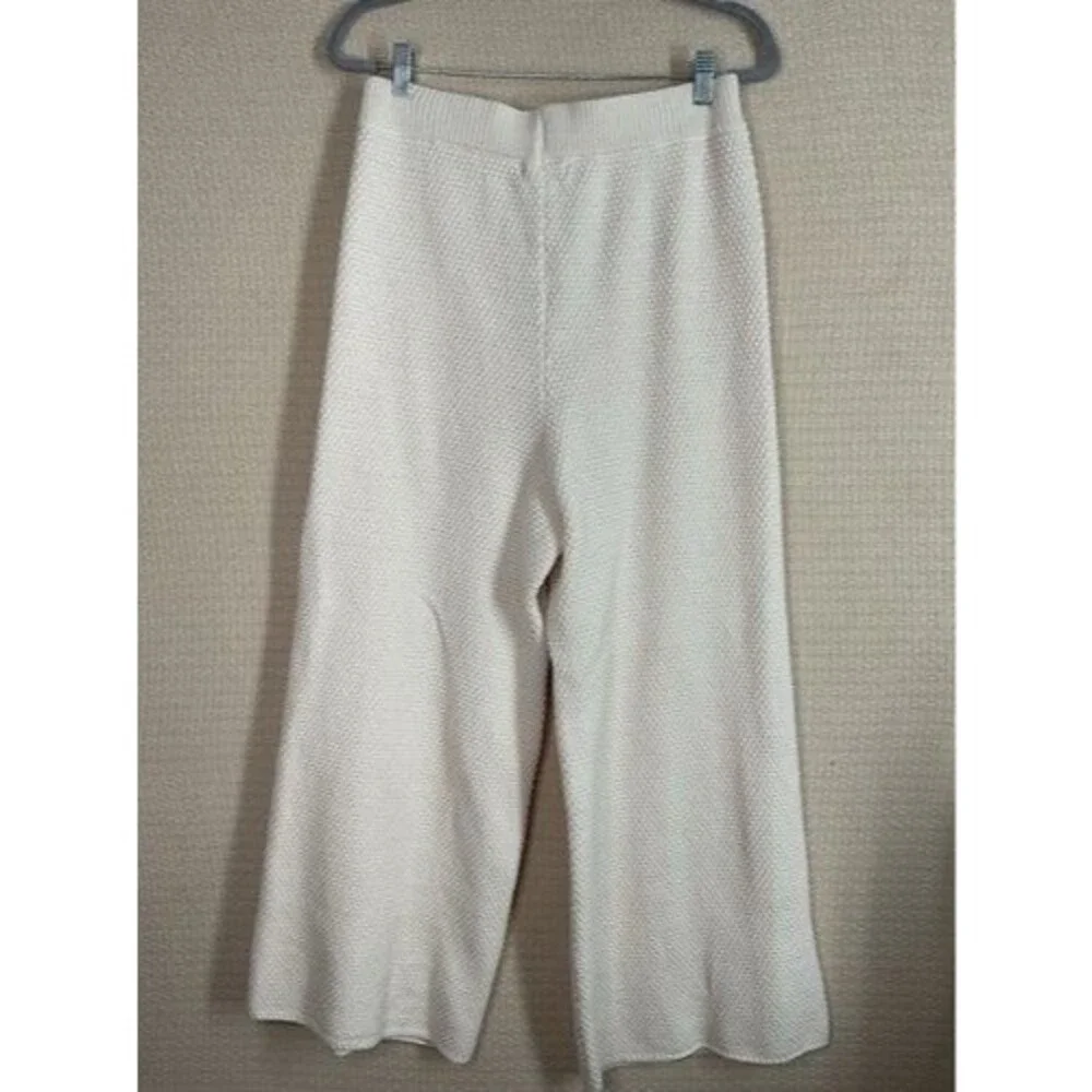 NWT Sincerely Jules Waffle Knit Pull On Wide Leg‎ Pants Women Size XL Cream